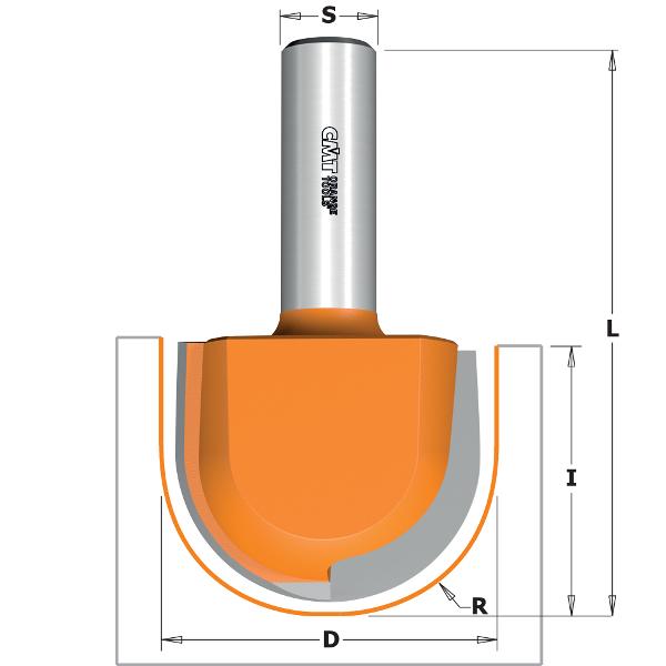 CMT 914.990.11 Concave radius router 50,8 x 31,7 R=25,4 without guide bearing