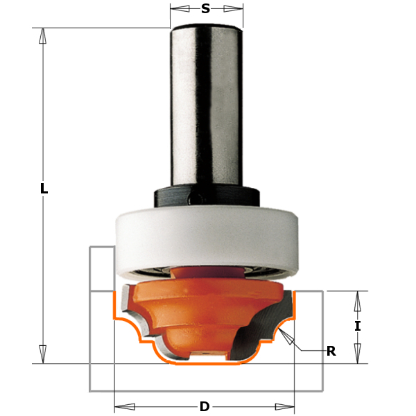 CMT 948.317.11B Profile cutter with guide bearing on shank R=4 shank 8 mm