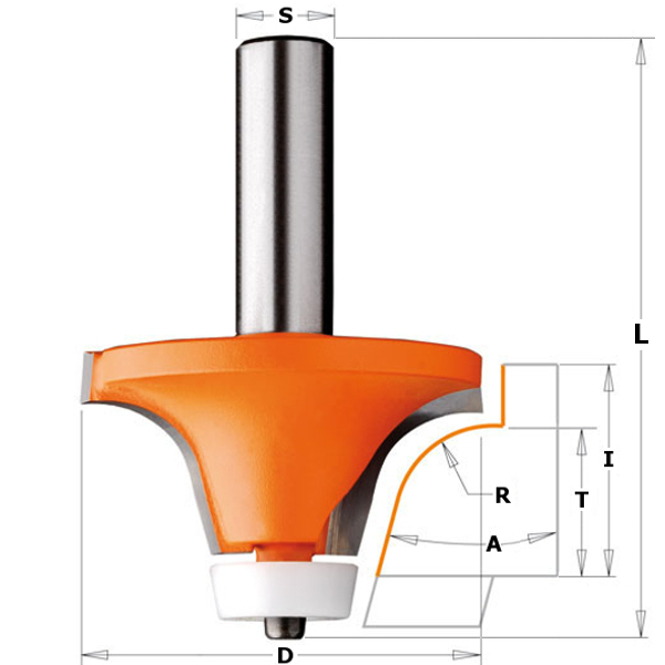 CMT 966.601.11 Corian Rotary cutter R12,7 bearing 15° shank 12 mm