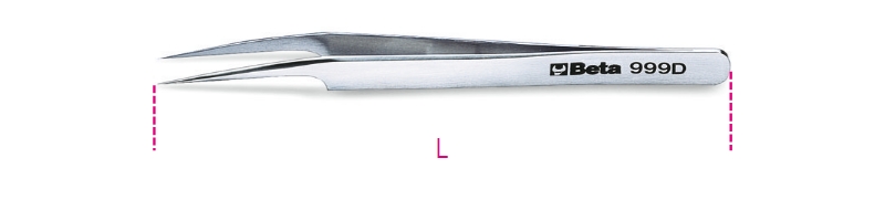 Beta 009990021 999D Tweezers Thin Curved Pointed Jaws 115 L mm