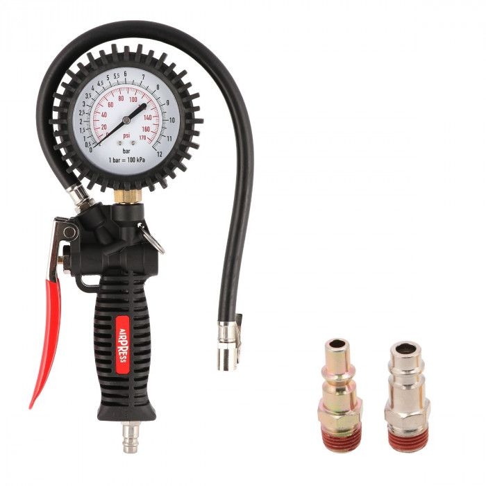 Airpress 42078 Tire pump 12 bar with Euro and Orion insert nipples