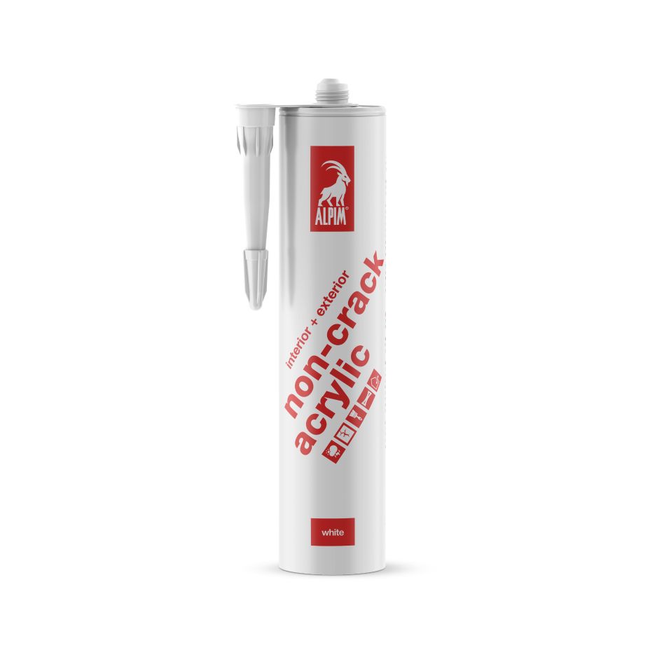 Alpim ALP002005 Acrylic Non-Crack Exterior + Interior Acrylic Sealant, White, 310 ml