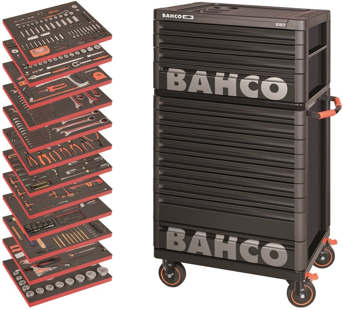 Bahco XLARGE Tool Cart Filled 13 Drawers 560-piece