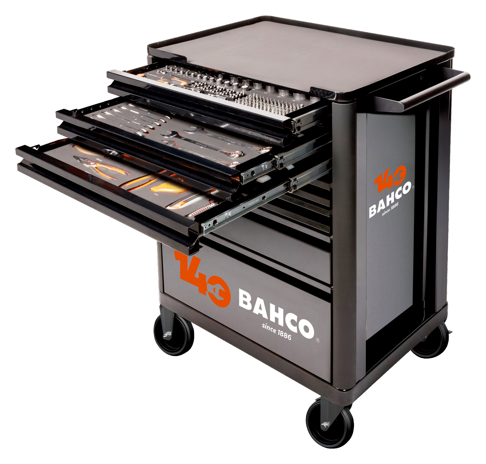 Bahco 1472K7BKFFSD140 Anniversary Edition 26" E72 Storage HUB Tool Cart with 7 Drawers