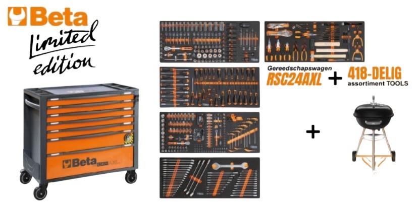 Beta 024006349 RSC24AXL/7 Tool Cart + Tool Set 418 Piece + Free Weber BBQ