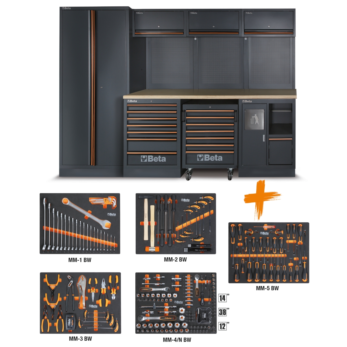 Beta 045009159 Workshop equipment C45PRO 2.0 W with assortment of 268 Beta Worker universal tools