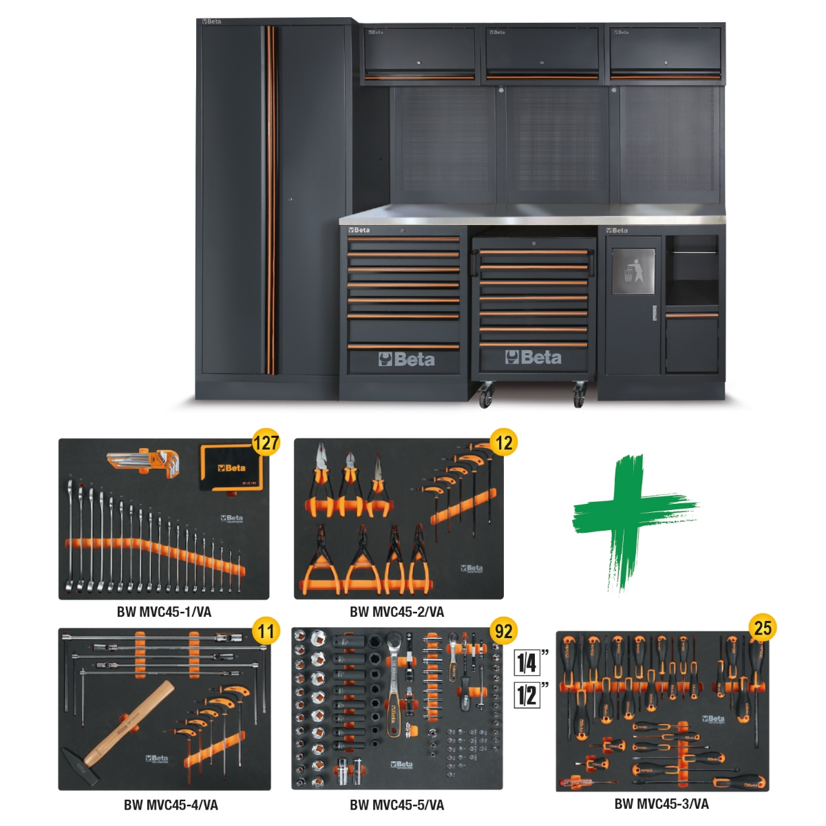 Beta 045009157 C45PRO 2.0 X Workshop equipment with assortment of tools Automotive Beta Worker 267-piece
