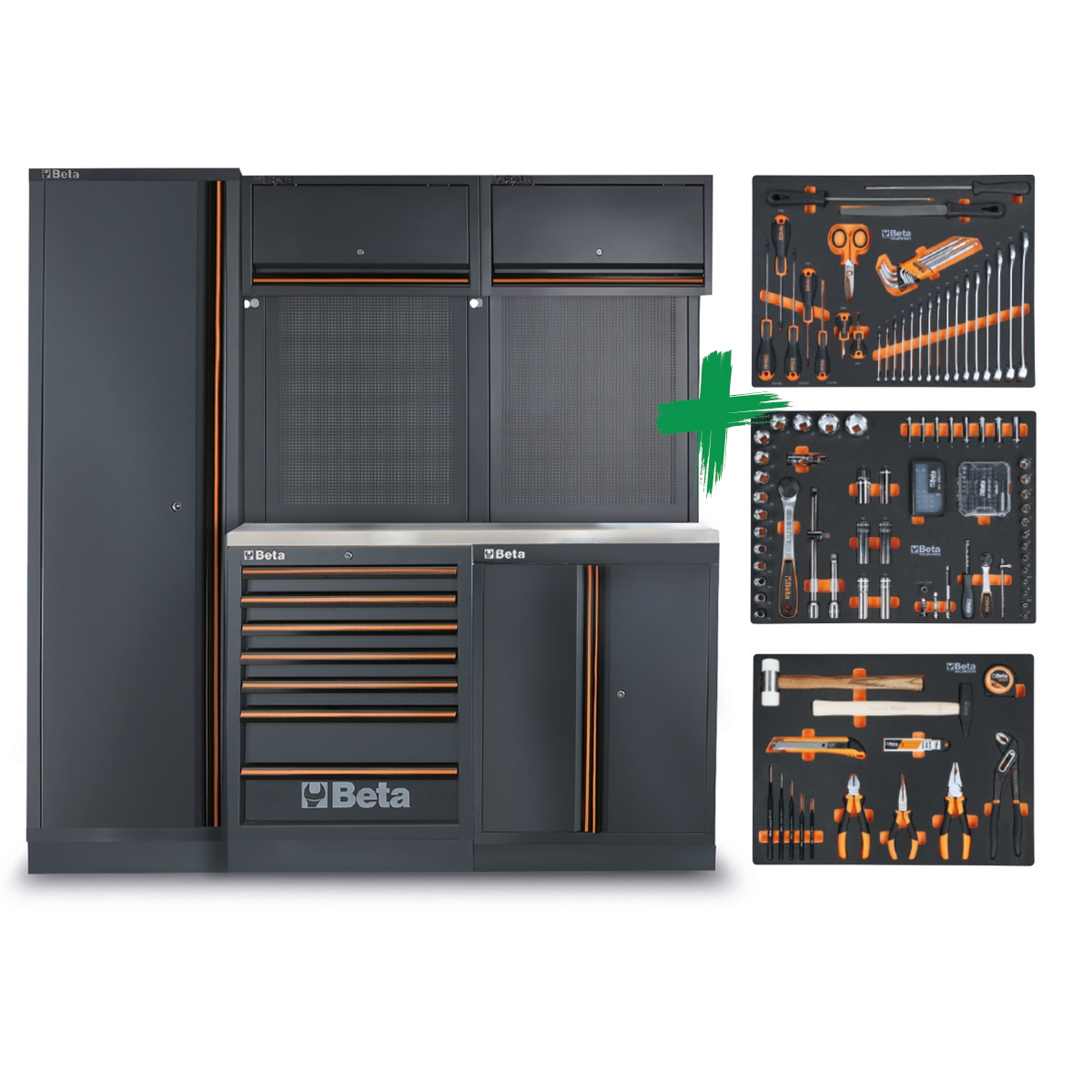 Beta 045009155 C45PRO 2.0 B7X Workshop kit with assortment of Beta Worker universal tools 196-piece