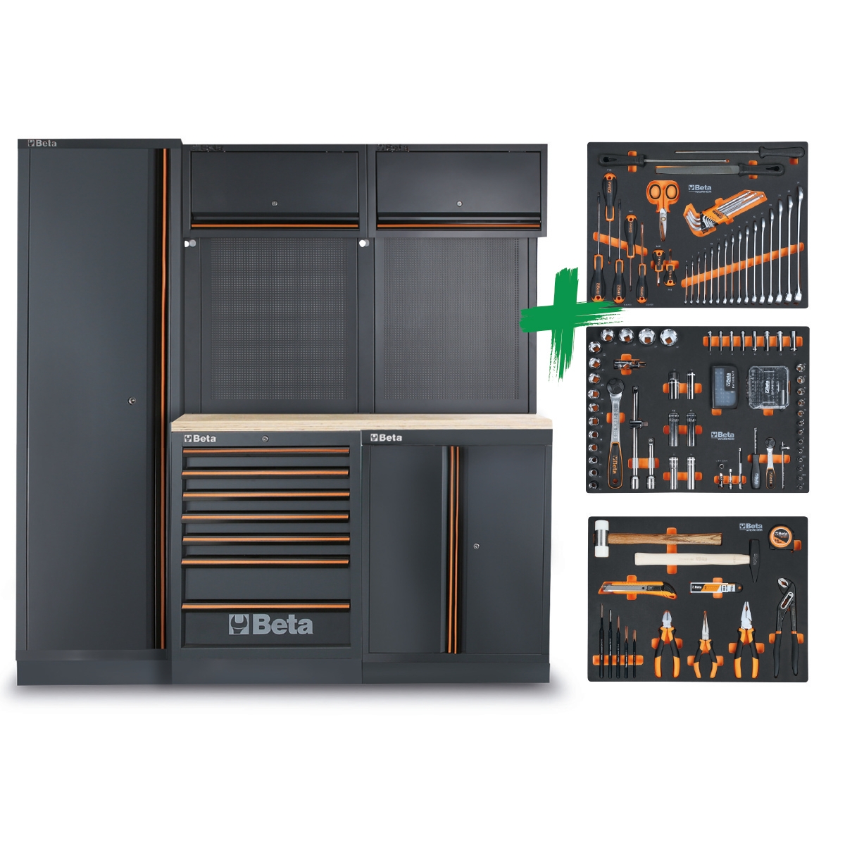 Beta 045009156 C45PRO 2.0 X Workshop kit with assortment of Beta Worker universal tools 196-piece