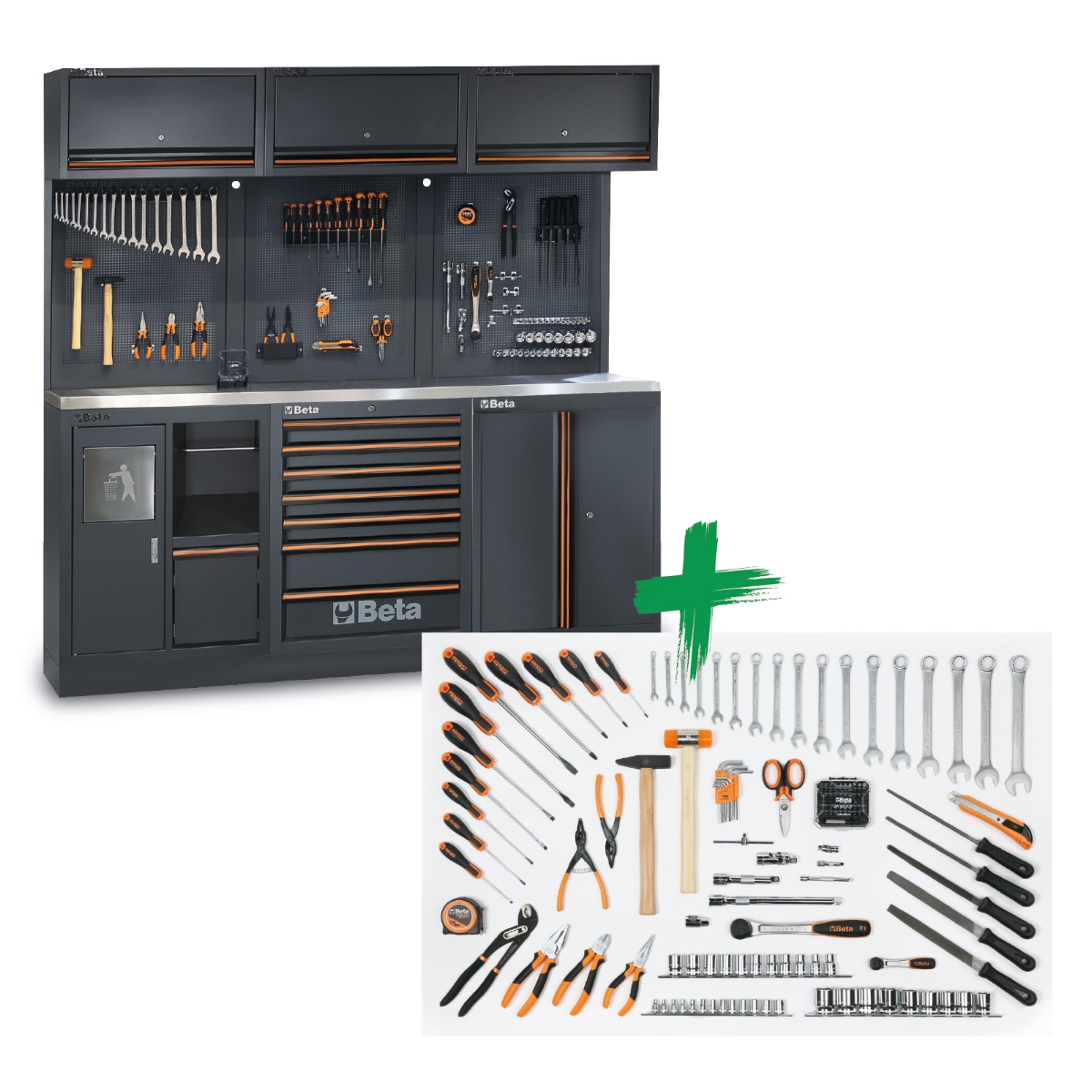 Beta 045009167 C45PRO 2.0 AX Workshop equipment with assortment of Beta Worker universal tools 157-piece