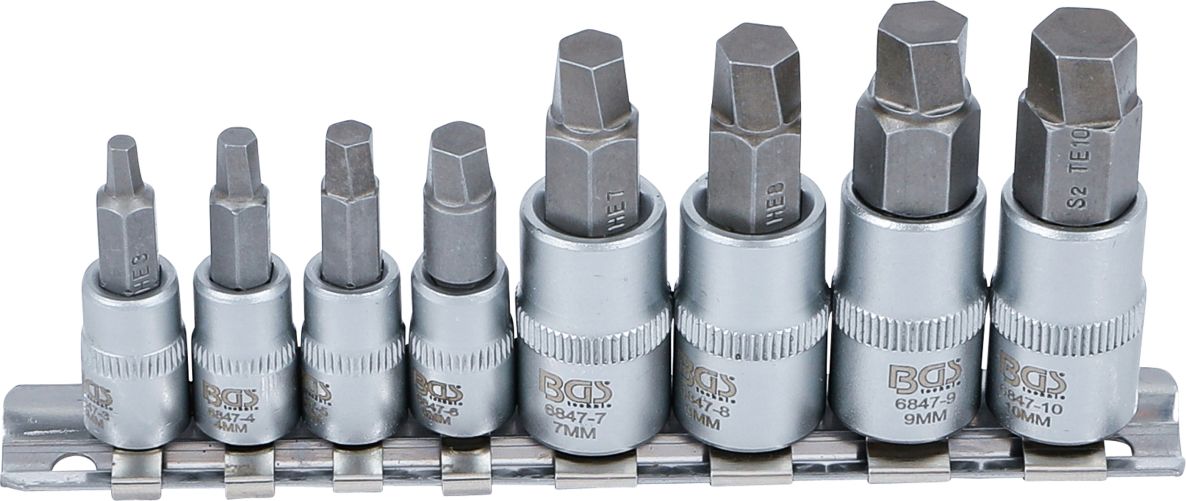 BGS 6847 Screw extractor set drive 6.3 mm (1/4") / 10 mm (3/8") for defective hexagonal socket 3 - 10 mm 8-piece