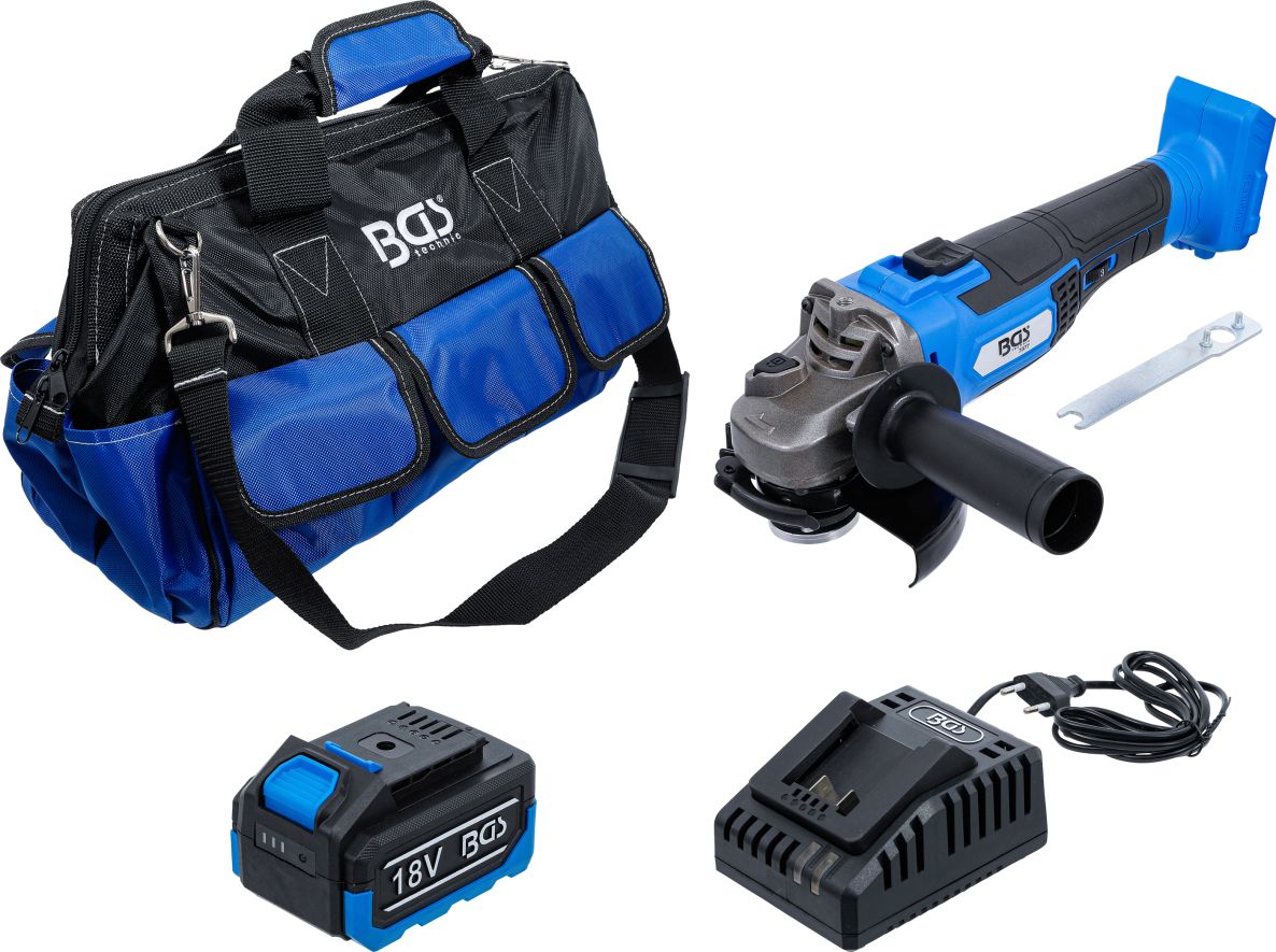 BGS 7396 Accu Angle Grinder Set Brushless 1x 18V 4.0Ah battery and quick charger in bag