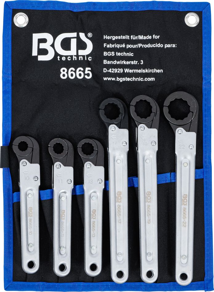 BGS 8665 Ratchet pipe wrench set 6-piece