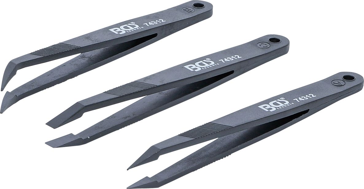BGS 74312 Plastic tweezers set 3-piece