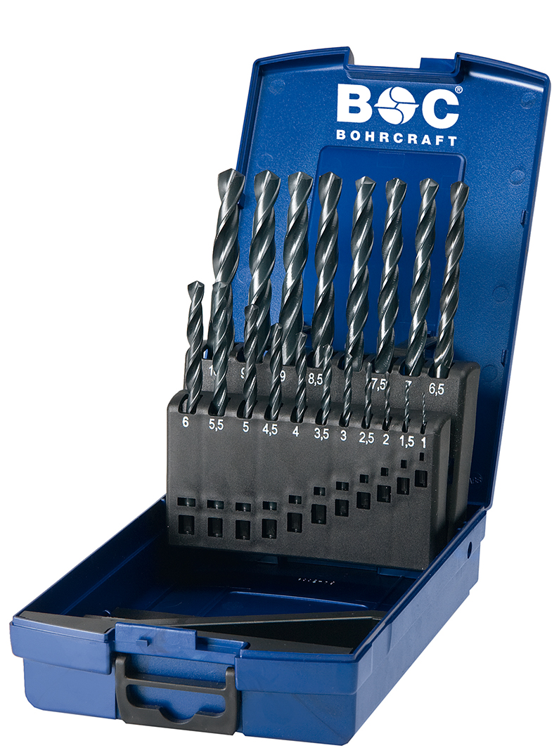 Bohrcraft 11001330019 KR10 Spiral drill bit HSS-R DIN 338 roll-rolled 19-piece in ABS box