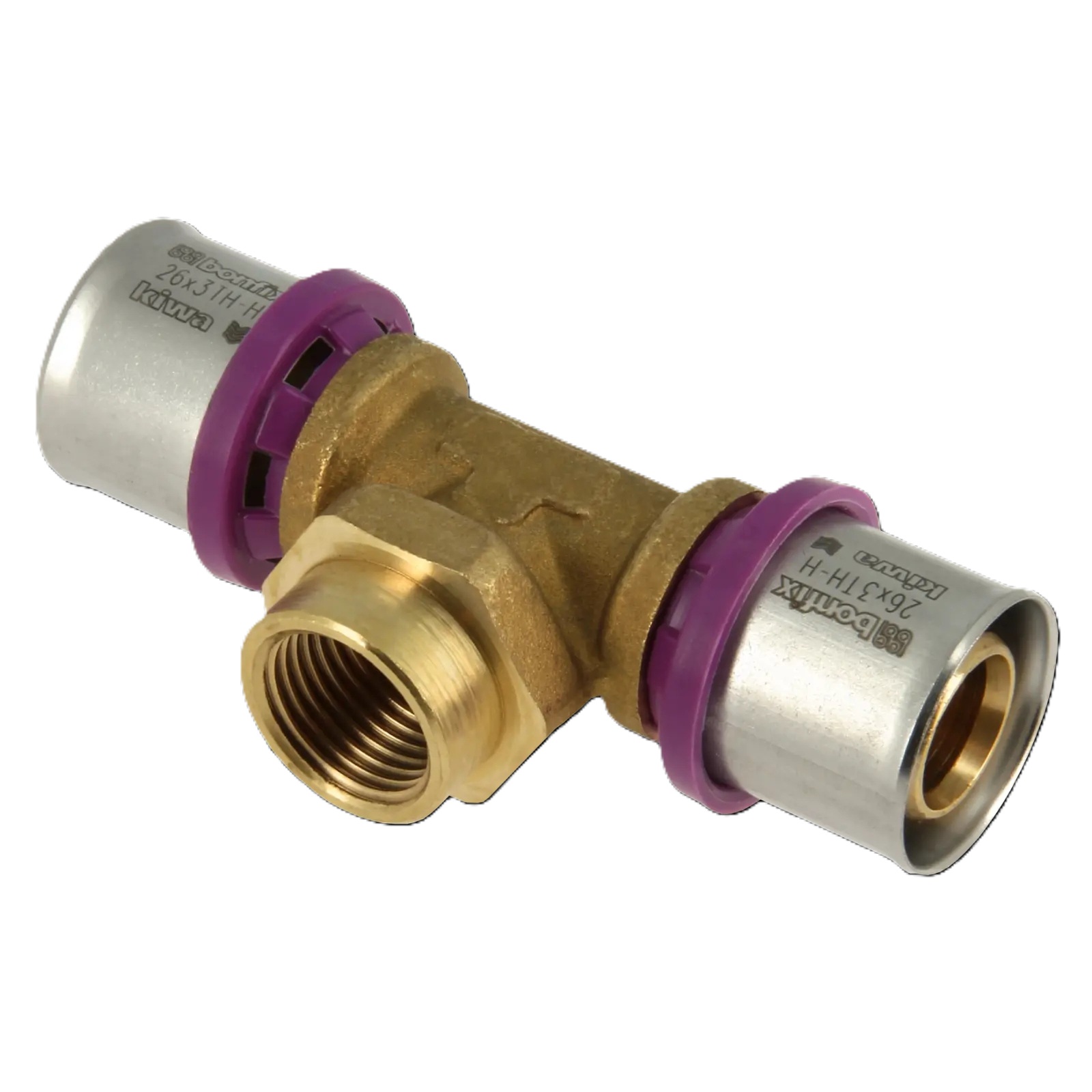 Bonfix 2000725 Alu press T-piece 26 x 1/2" x 26 mm
