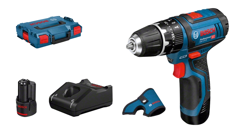 Bosch Professional 06019B6906 GSB 12V-15 Cordless impact drill 2x 12V 2.0 Ah and charger GAL 12V-40 in L-Boxx