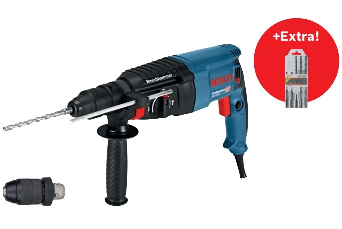 Bosch Professional 06112A4001 GBH 2-26 F hammer drill  830w 2.7J SDS-Plus + 5-piece sds-plus drill bit set