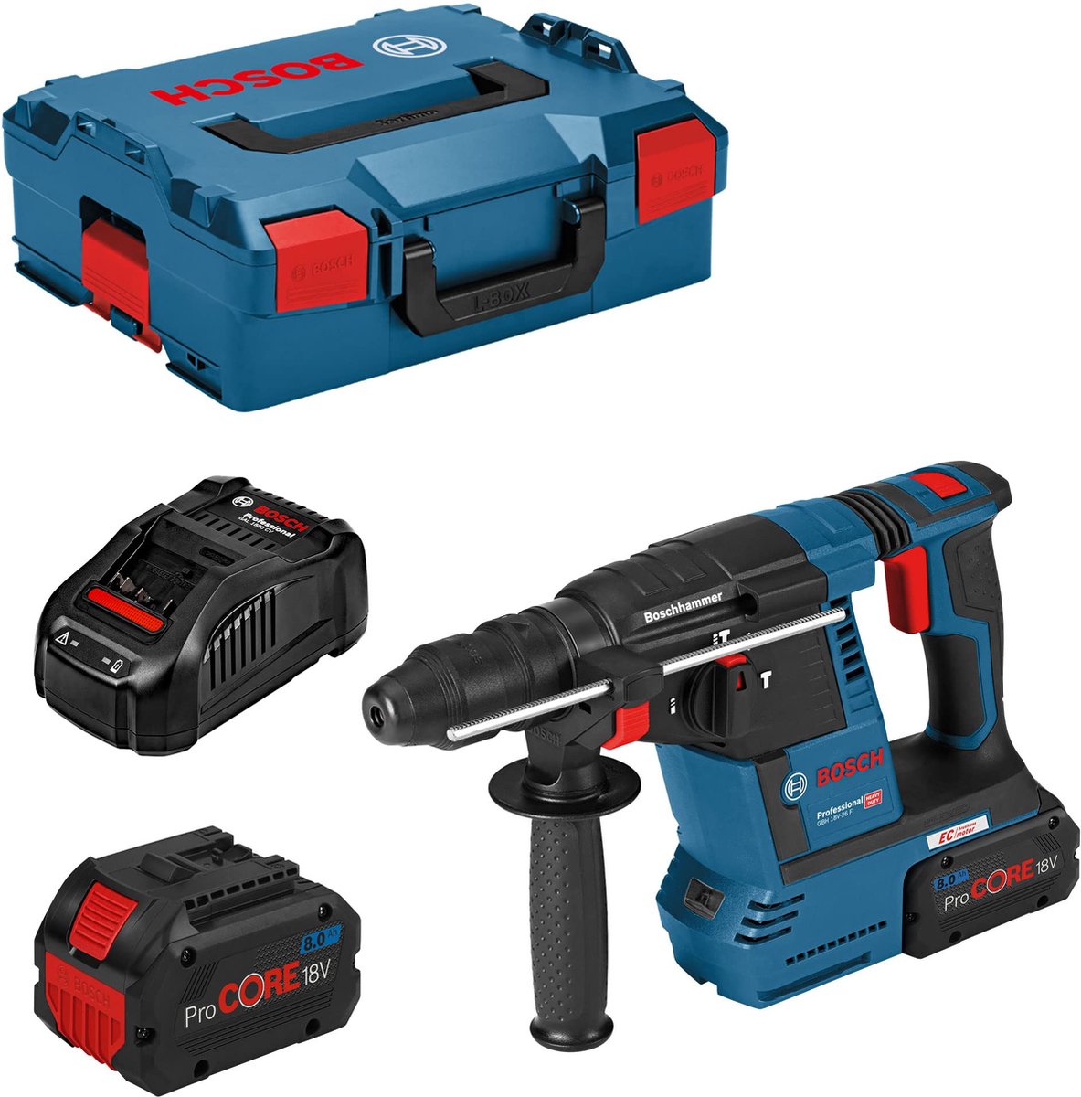 Bosch Professional 061191000E GBH 18V-26 F Combination hammer 18 Volt 8.0 AH ProCore in L-Boxx