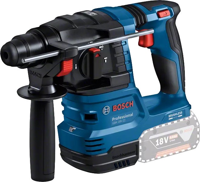Bosch Professional 0611924004 GBH 18V-22 Professional Accu Hammer 18V excl. batteries and charger in L-Boxx +GDE 18V-12 Suction System