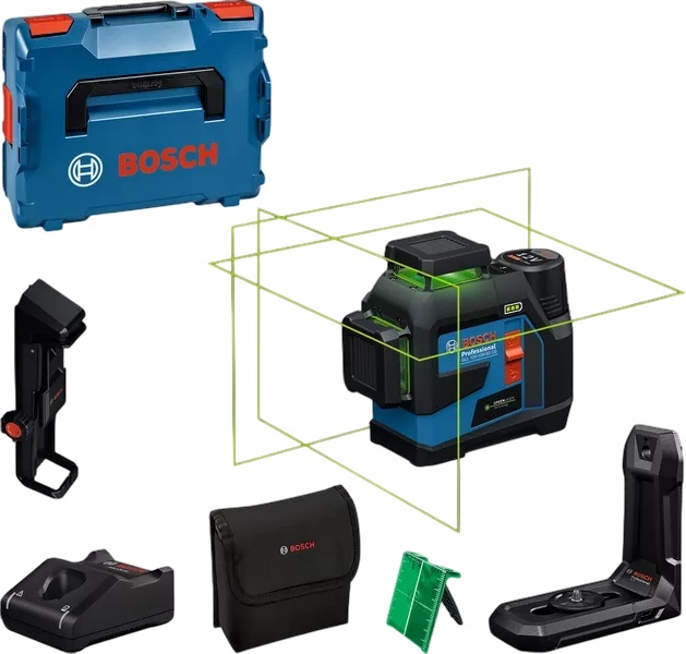 Bosch Professional 0601065401 GLL 12V-100-33 CG Line laser set 1x 2.0 Ah and quick charger GAL 12V-40 in L-BOXX