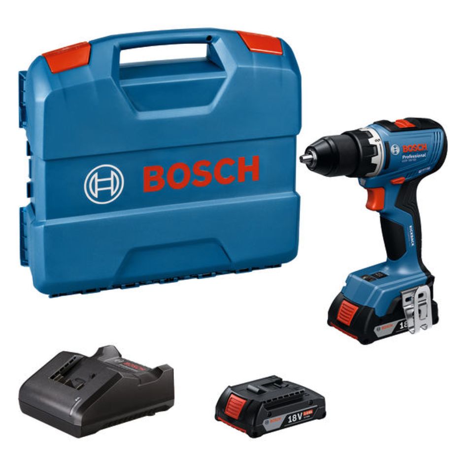 Bosch Professional 06019N3000 GSR 18V-65 Cordless drill set 2x 2.0 Ah and charger GAL 18V-20 in L-Case