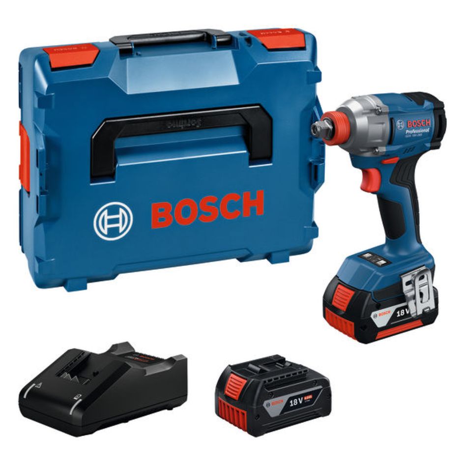 Bosch Professional 06019N2102 GDX 18V-285 cordless impact screwdriver 2x 4.0 Ah and charger GAL 18V-40 in L-BOXX