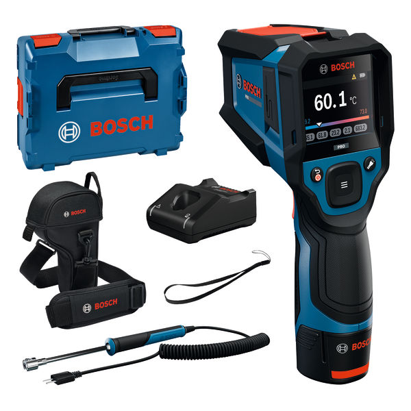 Bosch Professional 0601083B01 GIS 12V-800-16 Infrared Thermometer 1x battery GBA 12V 2.0 Ah, charger GAL 12V-40, hand loop, storage case, thermocouple (Type K) area)