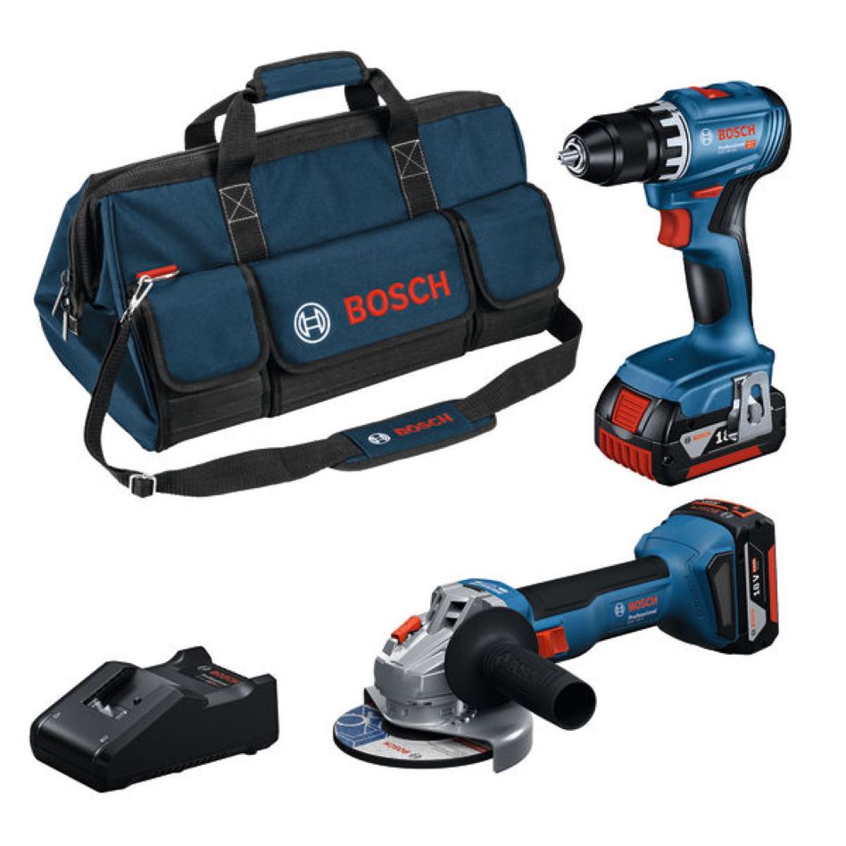 Bosch Professional 0615A5007N Accutoolkit Combipack 18V GSR + GWS 2x GBA 18V 4.0 Ah and charger GAL 18V-40, GSR 18V-45, GWS 18V-8