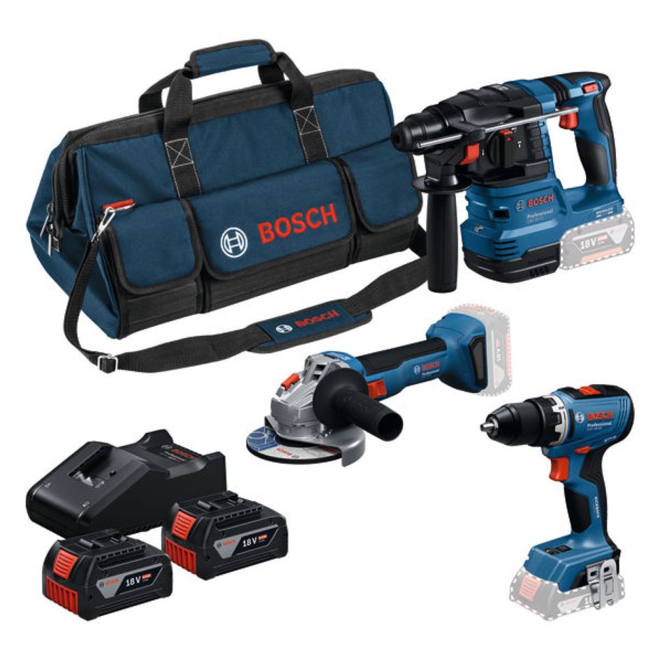 Bosch Professional 0615A50094 Battery toolkit 3 machines 18V 2x 18V 4.0Ah and charger GAL 18V-40 in Toolbag