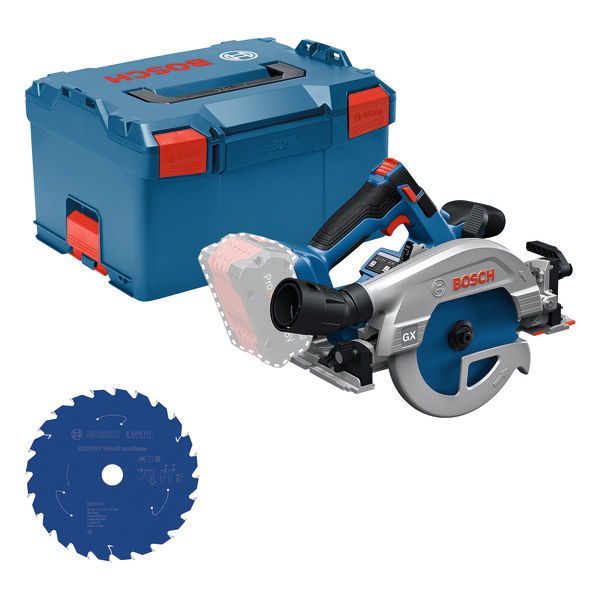 Bosch Professional 0615A500DZ GKS 18V-57-2 GX Cordless Circular Saw (battery and charger not included) in L-Boxx + Expert for Wood Circular Saw Blade