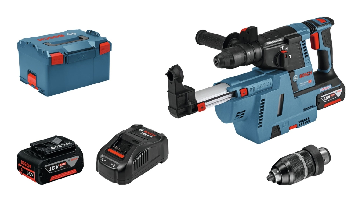 Bosch Professional 061191000G GBH 18V-26 F Combi hammer with integrated dust extraction 18V 5.5Ah ProCore in L-Boxx