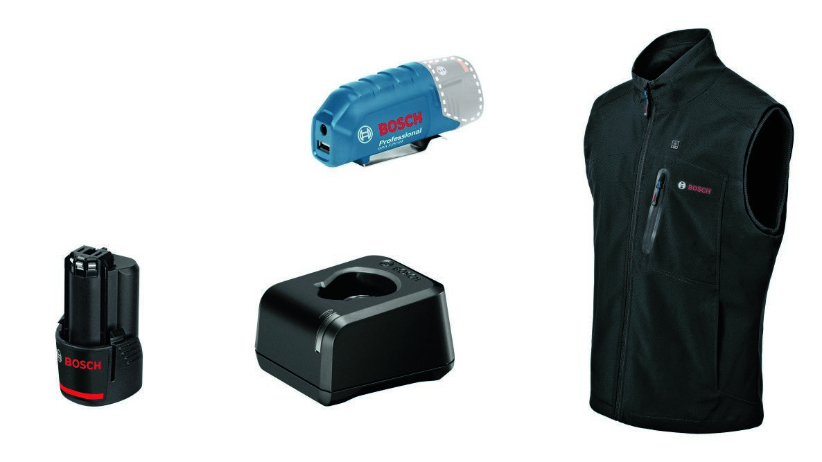 Bosch Professional 06188000G9 GHV 12+18V XA 3XL Battery Heated Bodywarmer 1x 2.0 Ah and charger GAL 12V-20