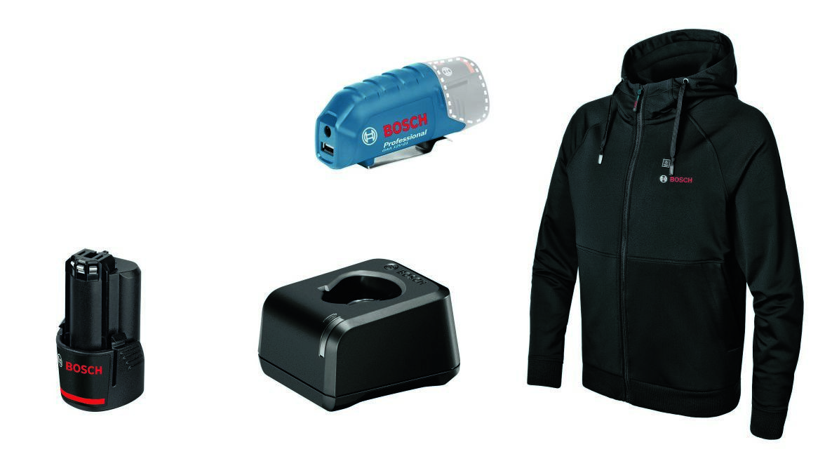 Bosch Professional 06188000GC GHH 12V+18V XA M Battery Heated hoodie 1x 2.0 Ah and charger GAL 12V-20