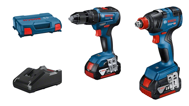 Bosch Professional 06019J2208 Combi pack GSB 18V-55 cordless drill + GDX 18V-200 cordless turntable 18V 4.0AH in L-Case