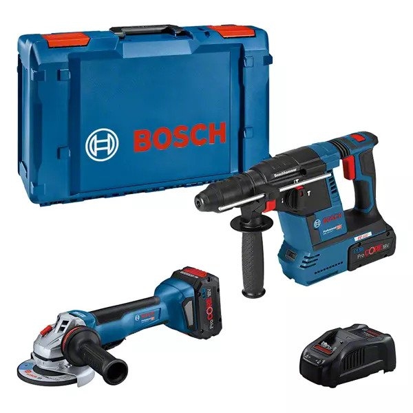 Bosch Professional 0615990N33 Comboset - GWS 18V-10 P Grinder + GBH 18V-26 Drill Hammer 5.5Ah ProCore in XL-Boxx