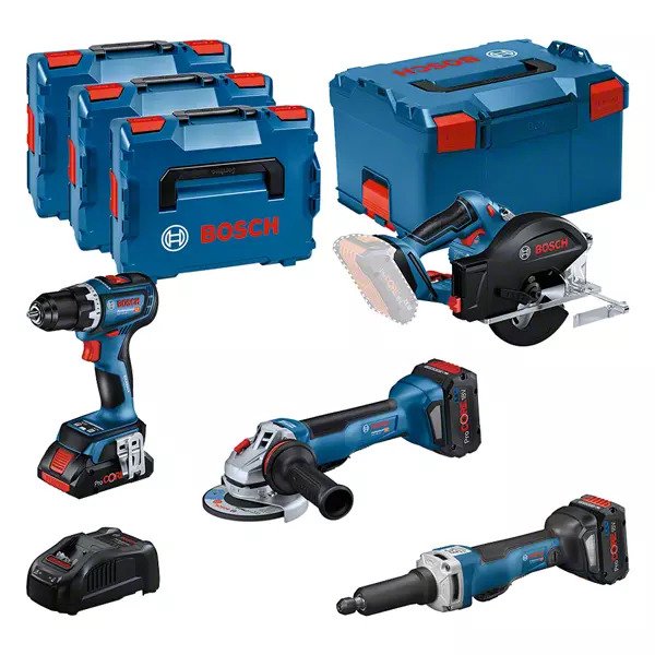 Bosch Professional 0615990N3A 4 ToolKit 18V - 4 machines + 1 x ProCore 18V 4.0Ah + 2 x ProCore 18V 5.5Ah Comboset in L-Boxx