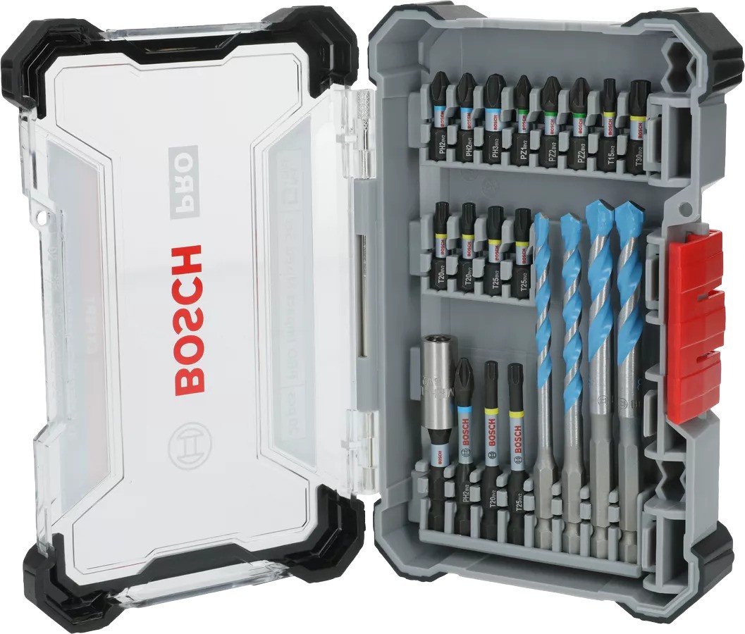 Bosch Professional Accessories 2608521U83 PRO Impact screw bits and Multi Construction drill bits, mixed set, 20-piece.