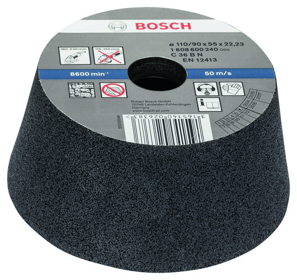 Bosch Professional Accessories 1608600240 Sanding disc, conical - stone/concrete 90 mm, 110 mm, 55 mm, 30