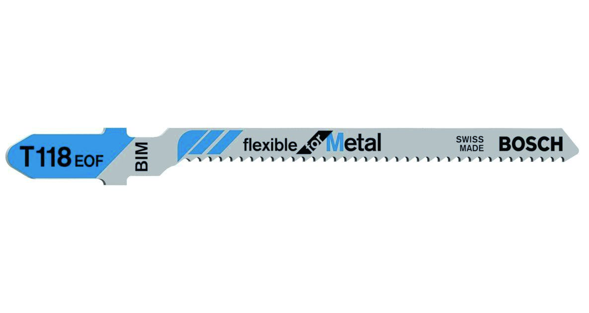 Bosch Professional Accessories 2608634237 T118EOF Jigsaw blades T - Shank Per 5 Metal Flexible Bends