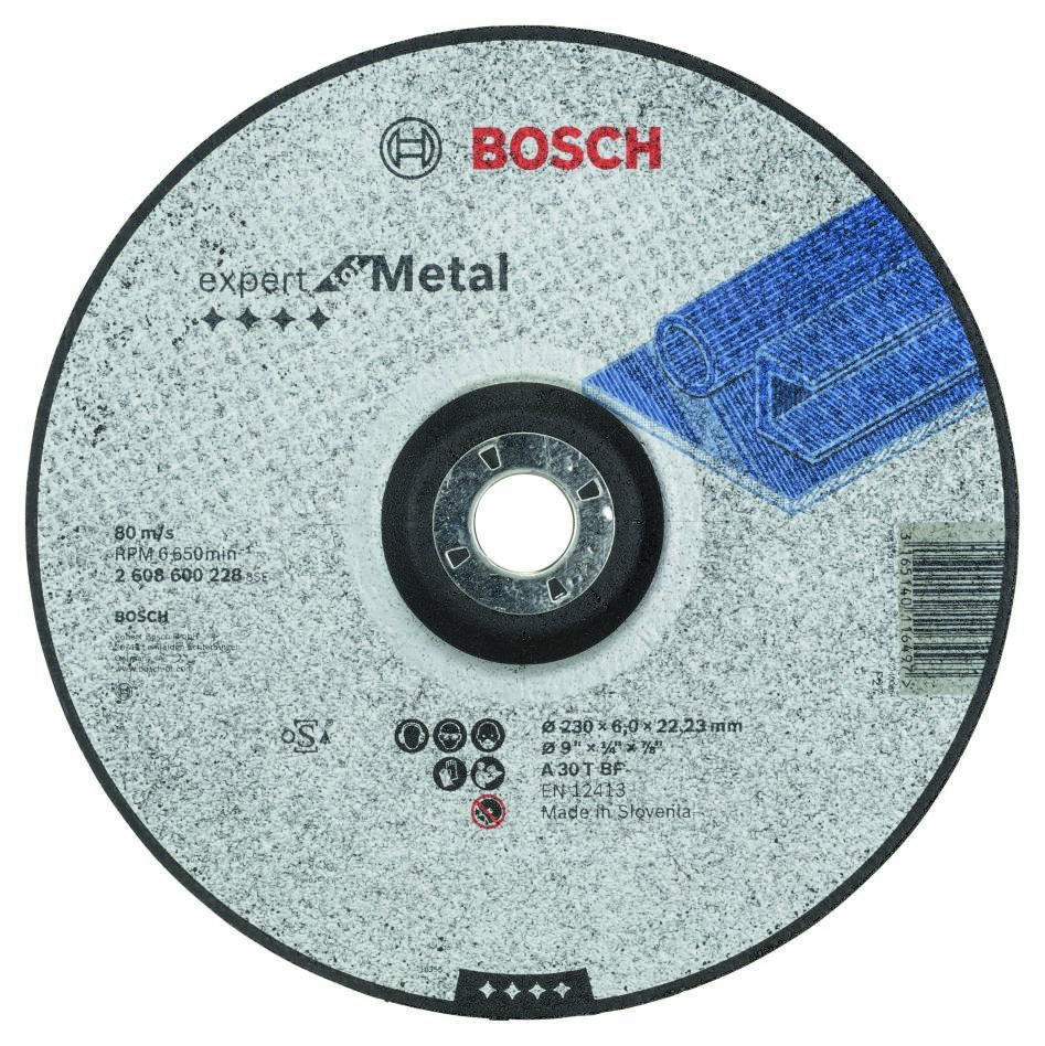 Bosch Professional Accessories 2608600228 Curved grinding disc Expert for Metal A 30 T BF, 230 mm, 6.0 mm