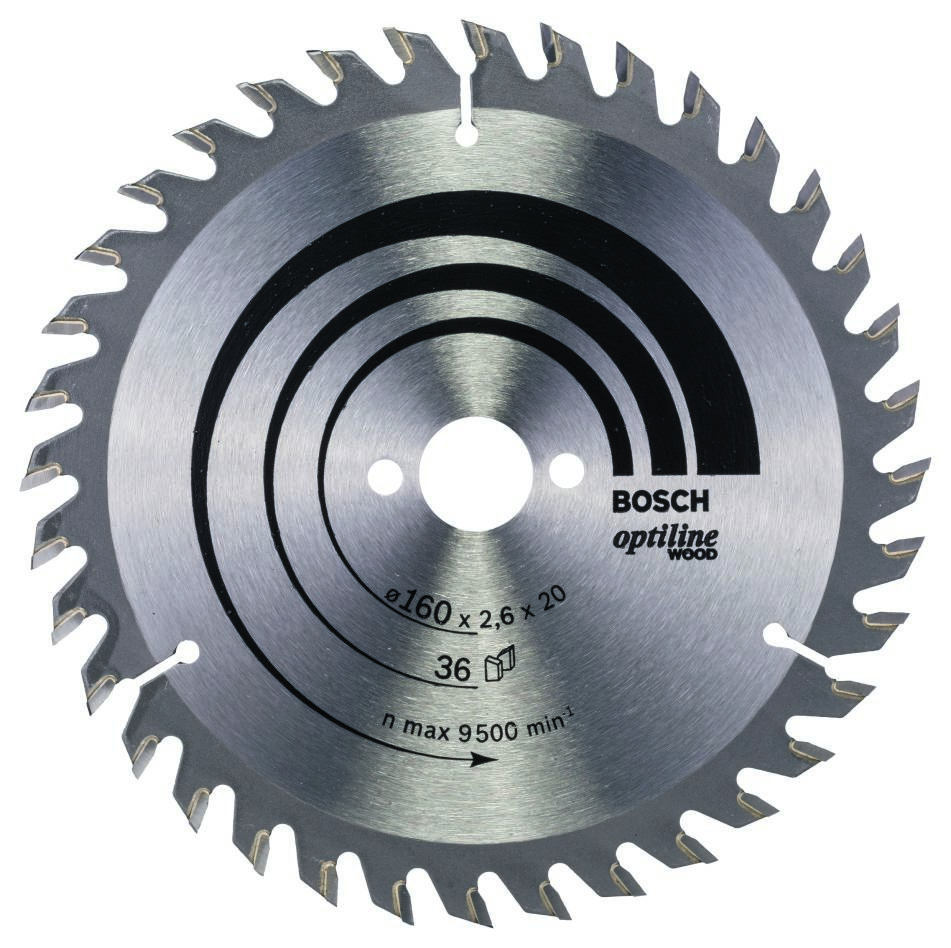 Bosch Professional Accessories 2608640597 Circular saw blade, 160 x 20 x 36T, Optiline Wood
