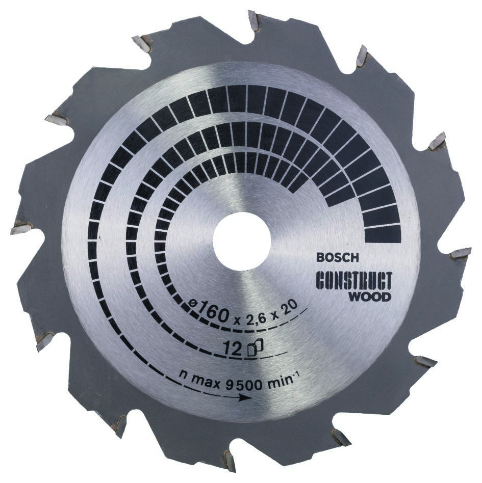 Bosch Professional Accessories 2608640630 Circular saw blade 160 x 20 x 12T Construct Wood