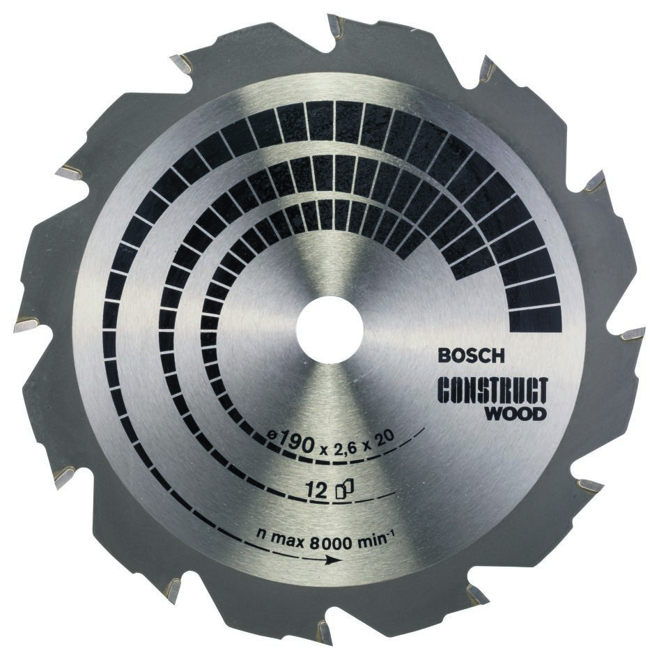 Bosch Professional Accessories 2608641201 Circular saw blade 190 x 20 x 12T Construct Wood