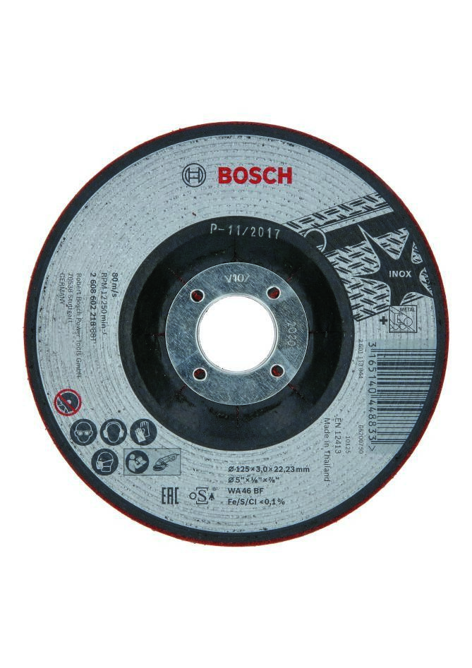 Bosch Professional Accessories 2608602218 Semi-flexible reinforced grinding disc WA 46 BF, 125 mm, 3.0 mm
