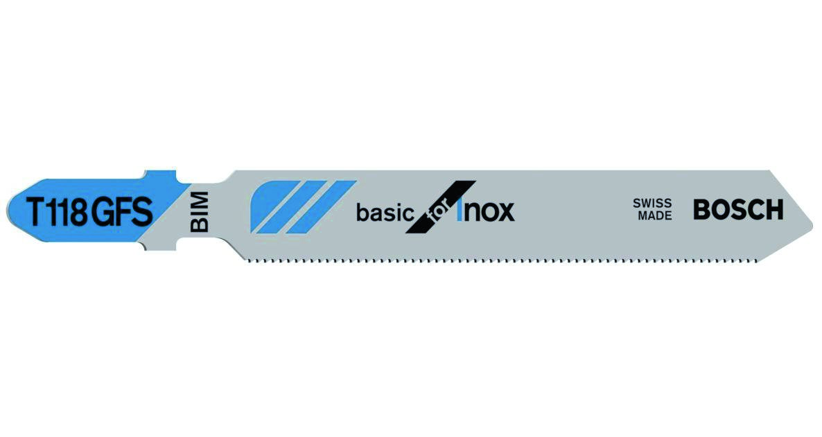 Bosch Professional Accessories 2608636496 T118GFS Jigsaw blades T - Shank Per 5 INOX