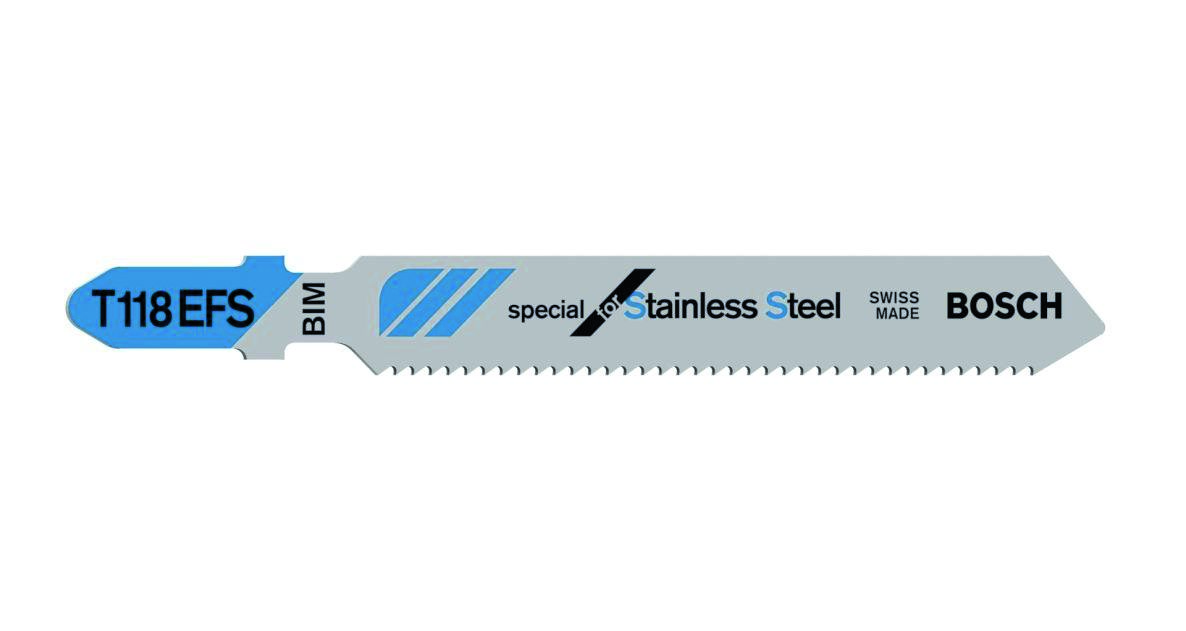 Bosch Professional Accessories 2608636497 T118EFS Jigsaw blades T - Shank Per 5 INOX