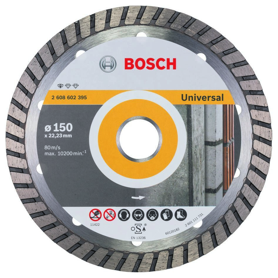 Bosch Professional Accessories 2608602395 Diamond Cut-off wheel Standard for Universal Turbo 150 x 22,23 x 2,5 x 10 mm