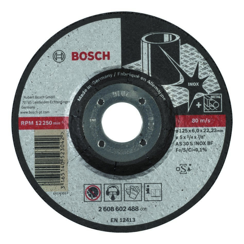 Bosch Professional Accessories 2608602488 Curved grinding disc Expert for Inox AS 30 S INOX BF, 125 mm, 6.0 mm