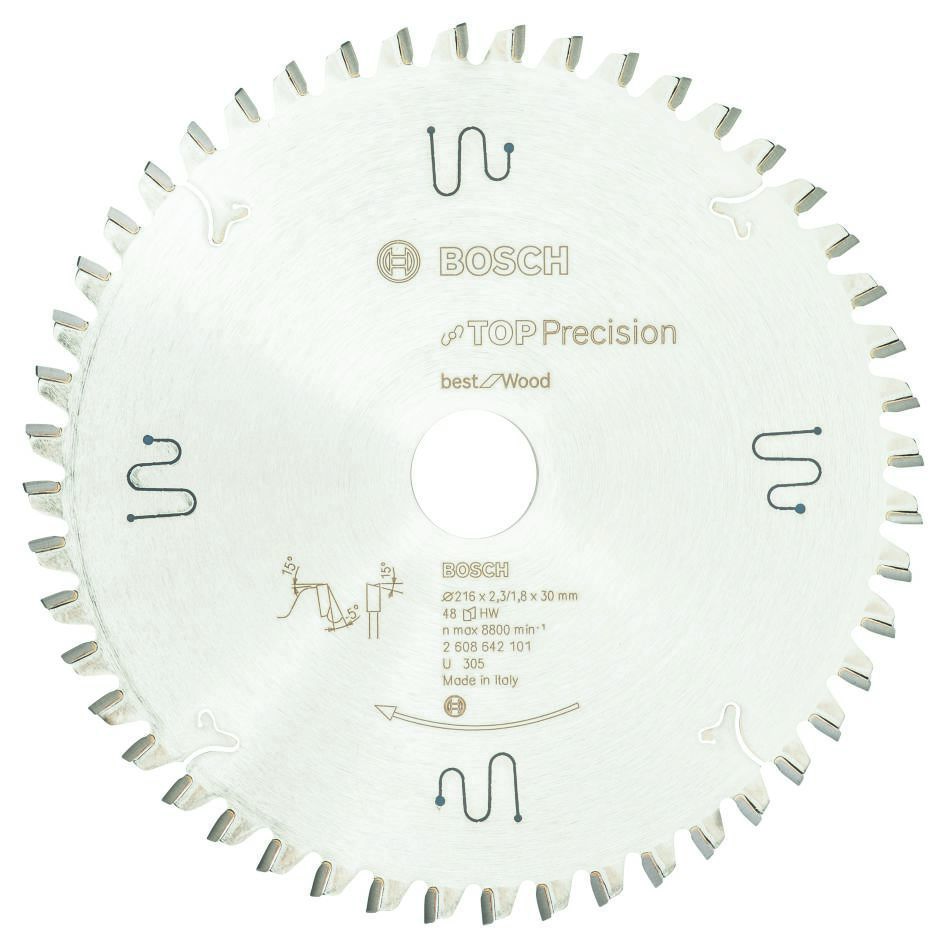 Bosch Professional Accessories 2608642101 Circular saw blade 216 x 30 x 48T Top Precision Best for Wood